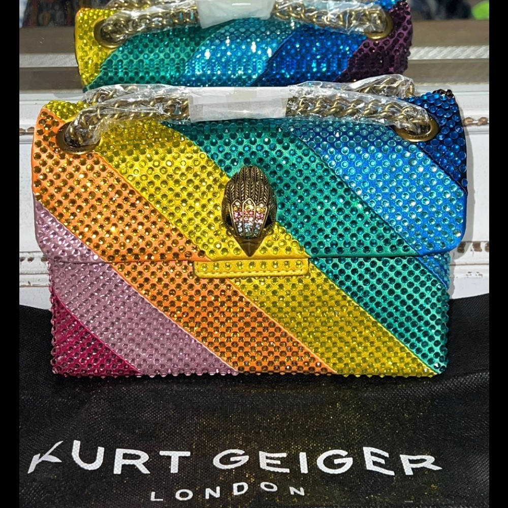 NWT KURT GEIGER LONDON Mini Kensington Rainbow Crystal Shoulder Bag